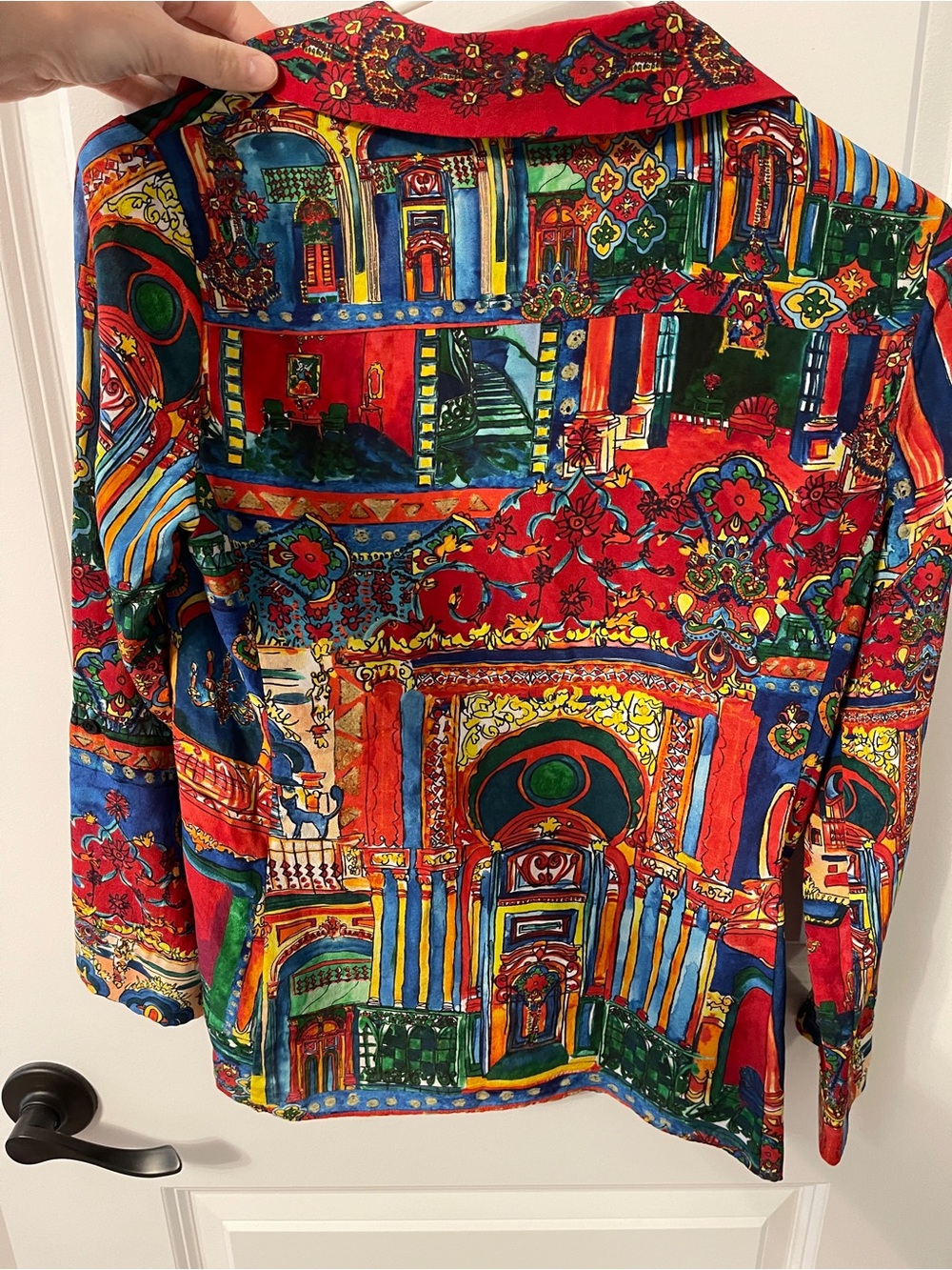 Alice + Olivia 100% Silk Architectural Mosaic Print Button Down Blouse XS - Picture 5 of 5